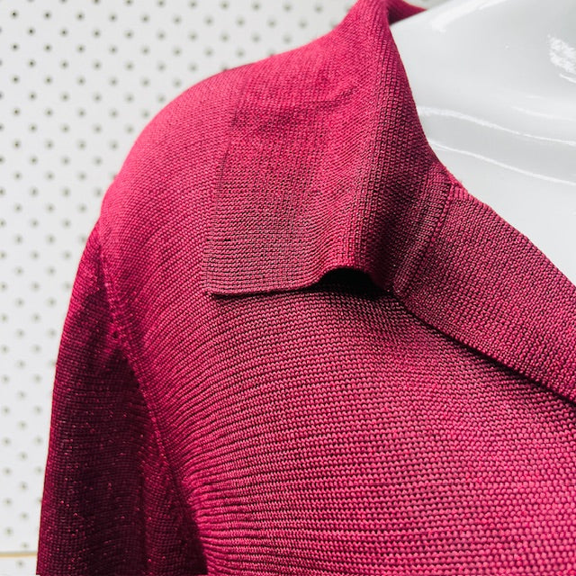 GORMAN / burgundy lurex polo shirt / 12 (3884154682383905652)