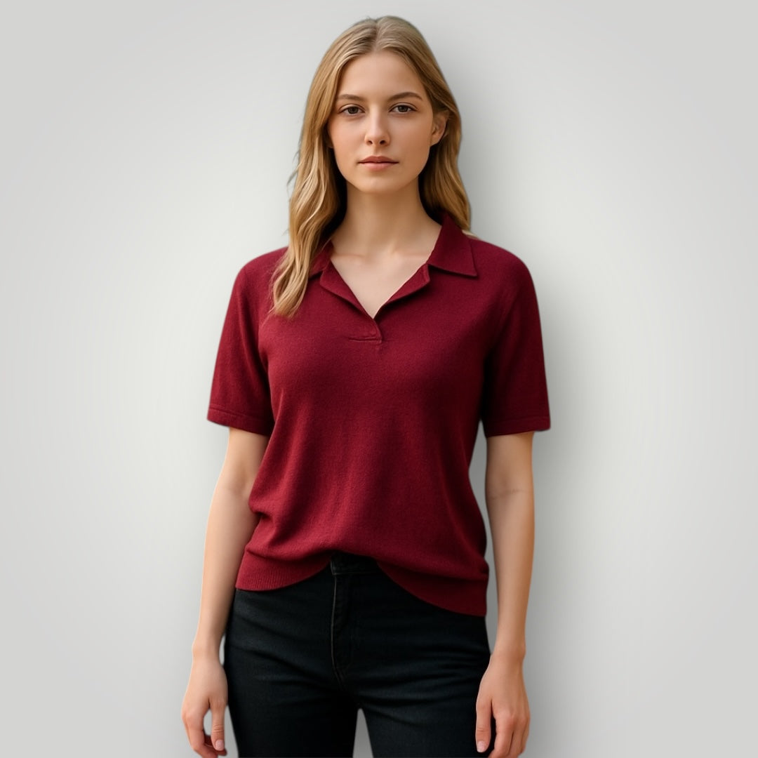 GORMAN / burgundy lurex polo shirt / 12 (3884160913953067091)