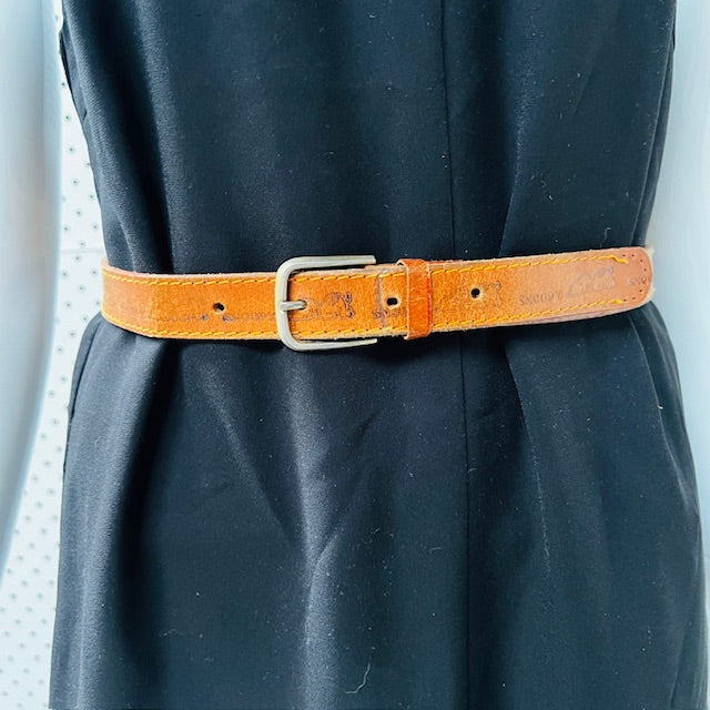 vintage / brown leather belt with snoopy / s (3884591773960357795)