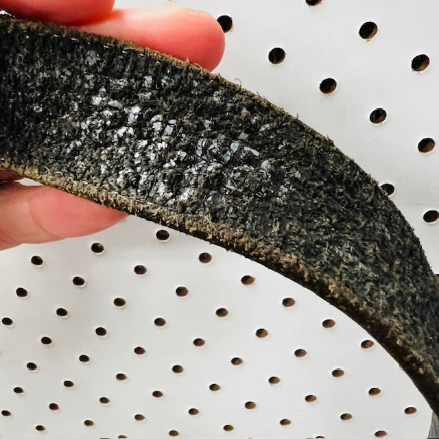vintage / black leather belt with detailed silver buckle / s (3884591801999159436)