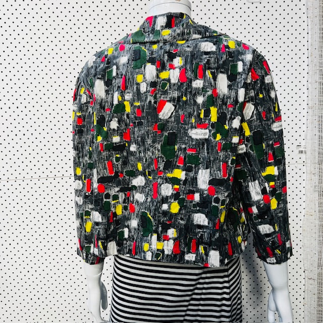 1960s nz vintage / home made patterned jacket / s/m (3884682765814504144)