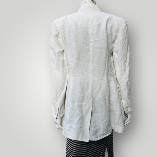 1990s aussie vintage / ADELE PALMER DBA / long white linen jacket / 10 (3884683629692737415)