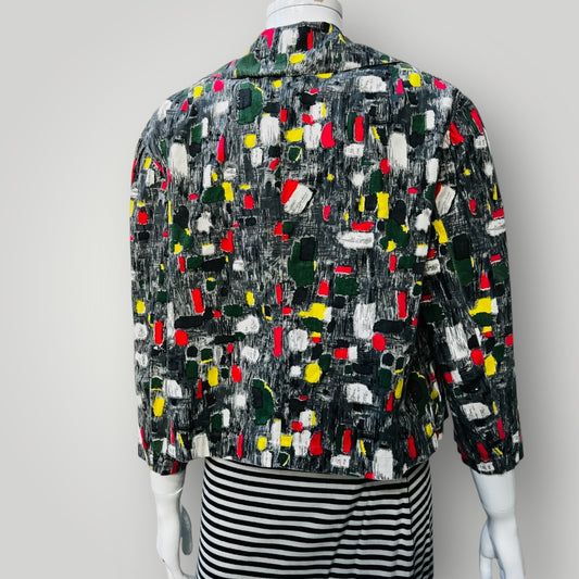 1960s nz vintage / home made patterned jacket / s/m (3884683647218498501)