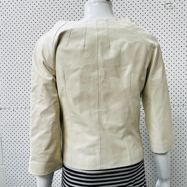 3/4 sleeved / cream / butter soft leather jacket / s (3885114777879803497)