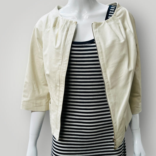 3/4 sleeved / cream / butter soft leather jacket / s (3885115292239705628)