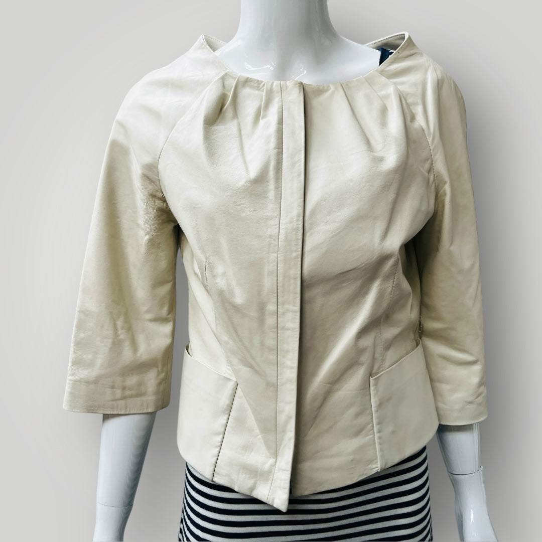 3/4 sleeved / cream / butter soft leather jacket / s Jackets