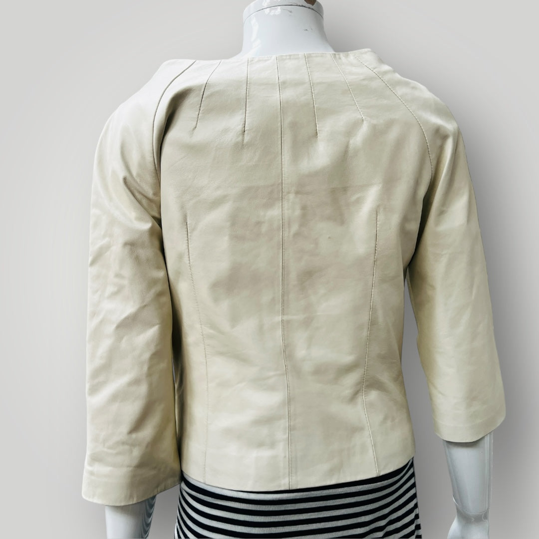 3/4 sleeved / cream / butter soft leather jacket / s Jackets