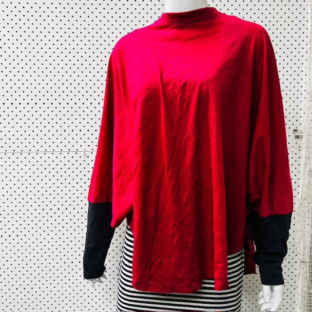 MERINO / pink wool jumper with dolman sleeves / s/m (3885206166023350037)