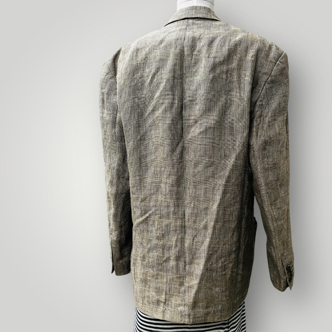 1990s vintage menswear / NEXT UK / herringbone linen blazer / L (3885206926423408235)