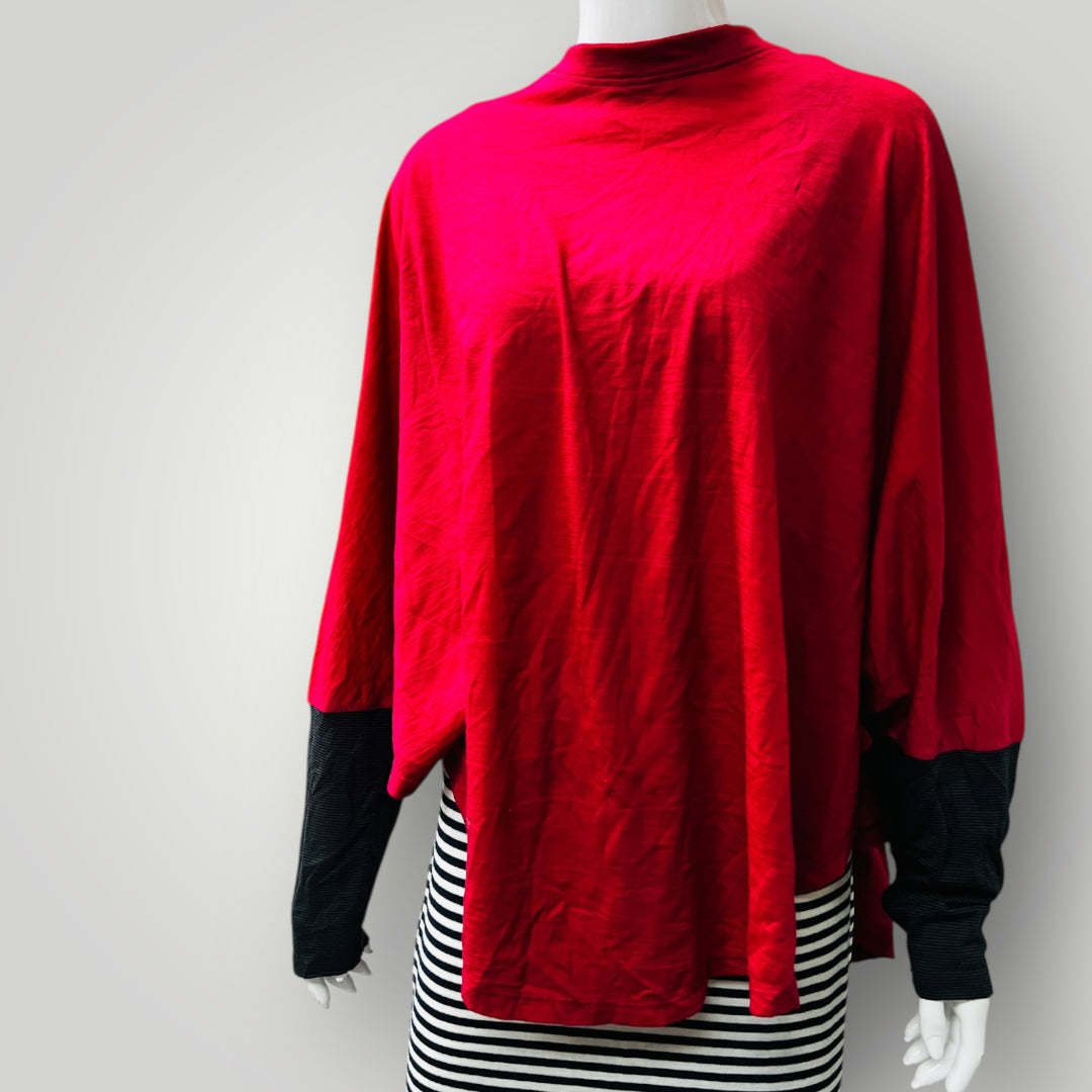 MERINO / pink wool jumper with dolman sleeves / s/m (3885206936747009234)