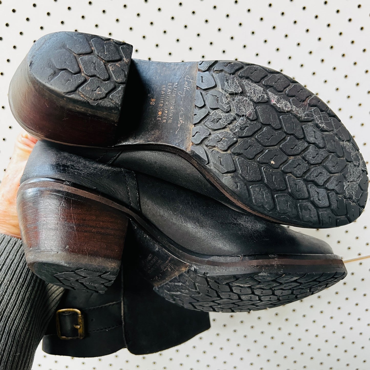 Kathryn Wilson / Black leather bikers boots / 38 (3885721542910289303)