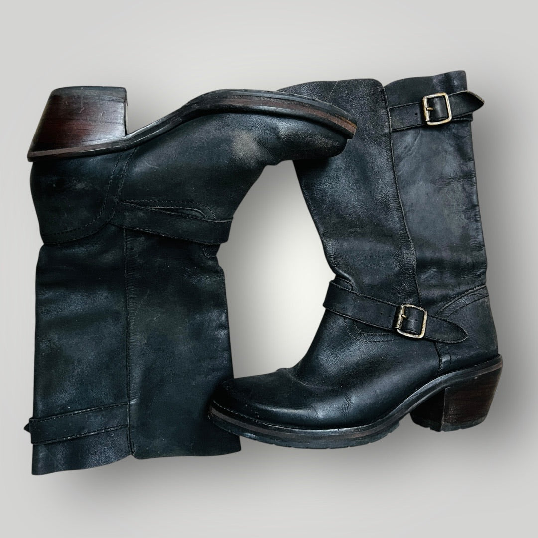 Kathryn Wilson / Black leather bikers boots / 38 (3885721546373570617)