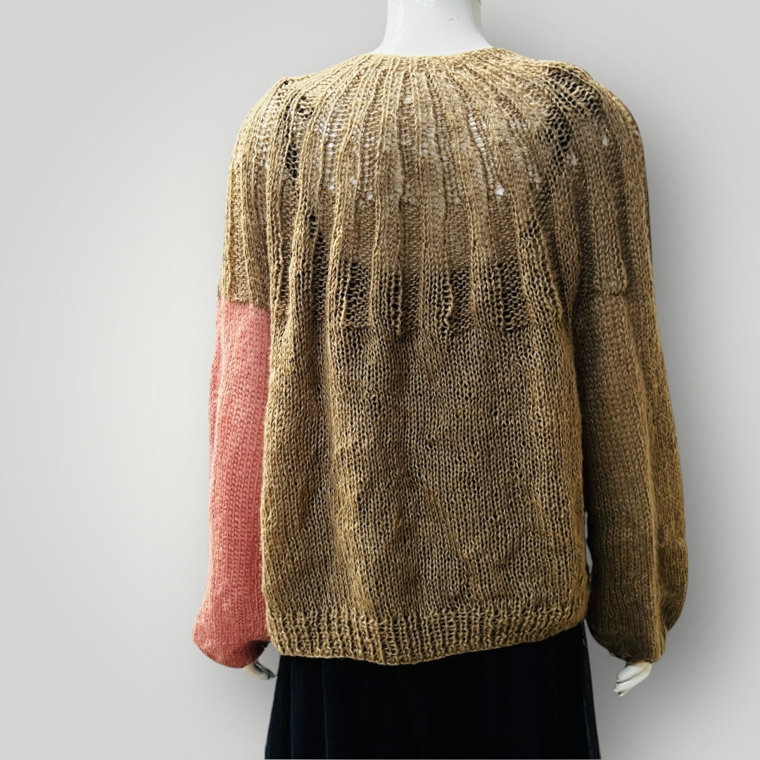 hand knitted / oversized loose stitch soft merino cardigan / s/m (3886319372911244070)