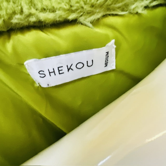 SHEKOU / faux fur jacket in bright green / M (3886509970761479905)