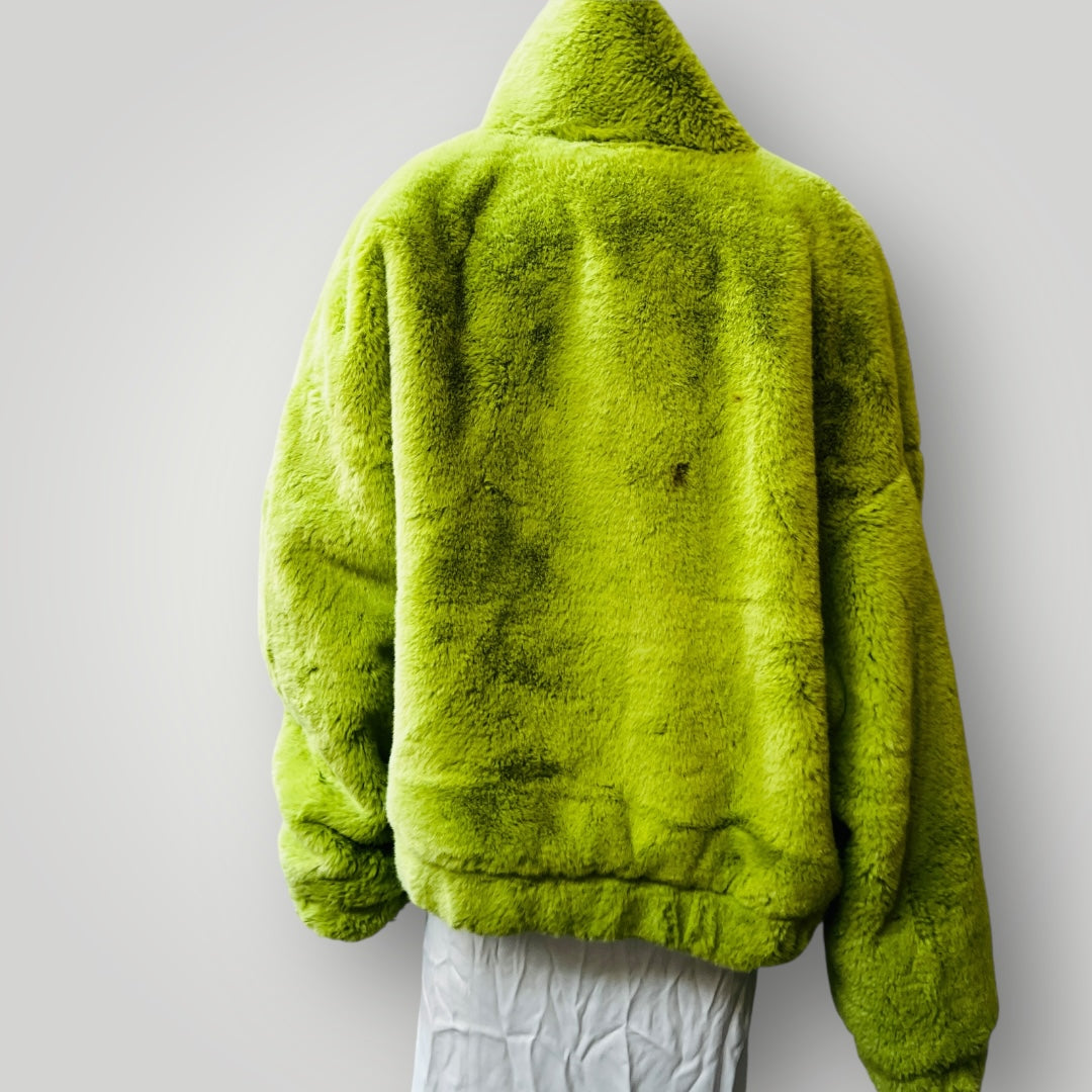 SHEKOU / faux fur jacket in bright green / M (3886510592799856005)