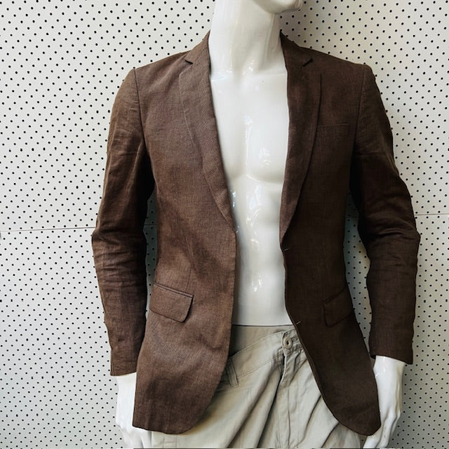 TAROCASH / brown linen blazer / s (3886923203224488038)