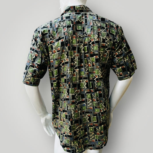 1990s vintage / WYNDHAM / patterned cotton shirt / L (3886923357312305347)