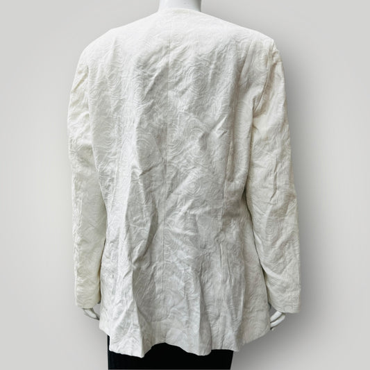 1980s nz vintage / HENDRIKSEN / white brocade blazer / 16 (3887025455931050369)