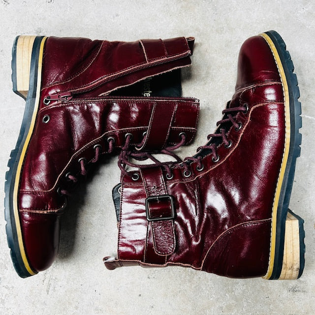KATE SYLVESTER / cherry red biker boots / 38 (3887449972988377309)