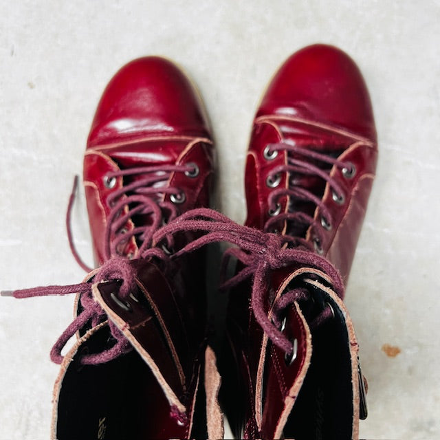 KATE SYLVESTER / cherry red biker boots / 38 (3887449979706576420)