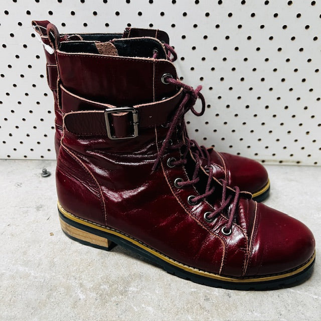 KATE SYLVESTER / cherry red biker boots / 38 (3887449985831827560)