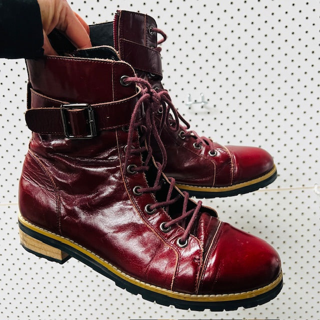 KATE SYLVESTER / cherry red biker boots / 38 (3887449987910141270)