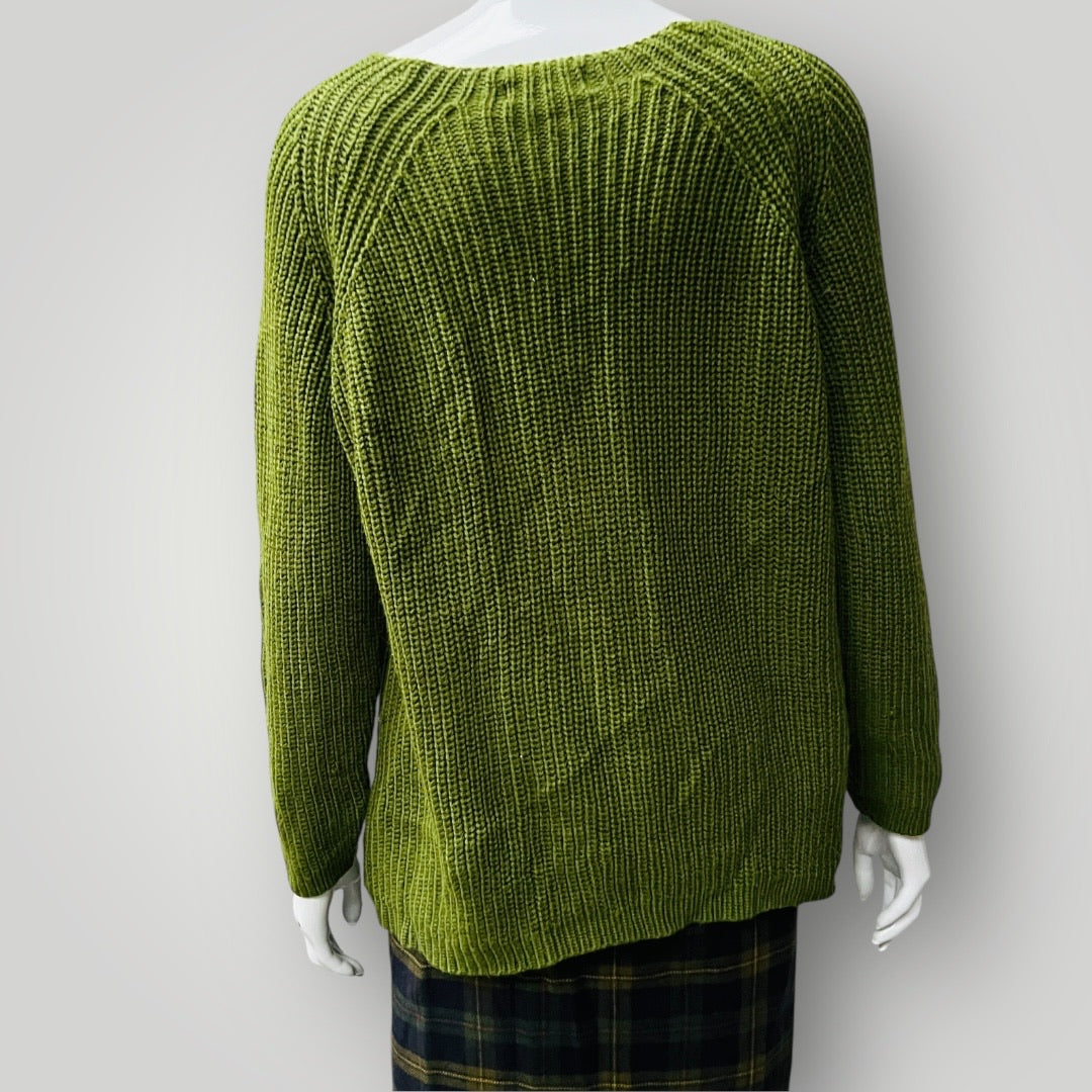 OPTIMUM / green ribbed merino jumper / 10 (3887558981822588438)