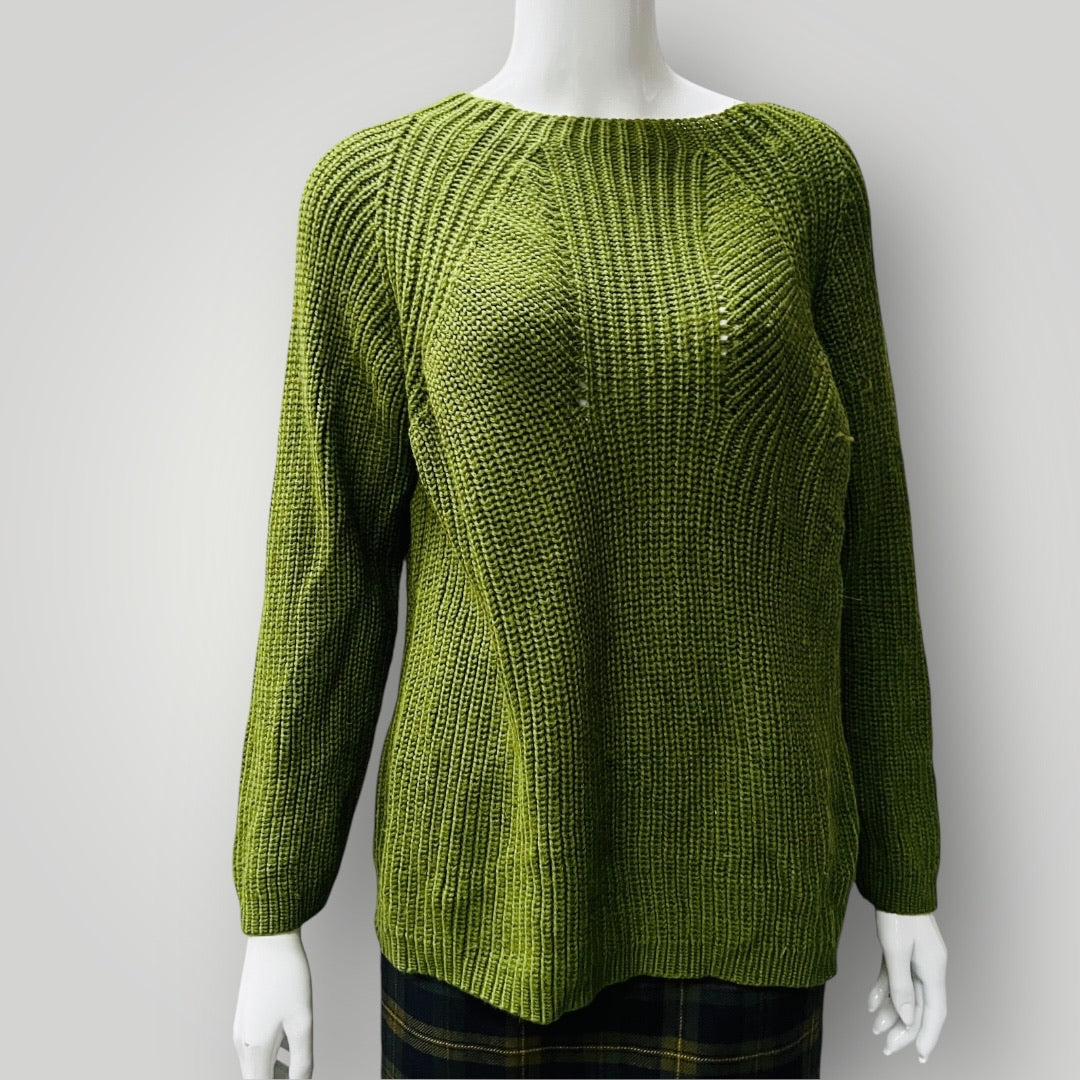 OPTIMUM / green ribbed merino jumper / 10 (3887558983514114201)