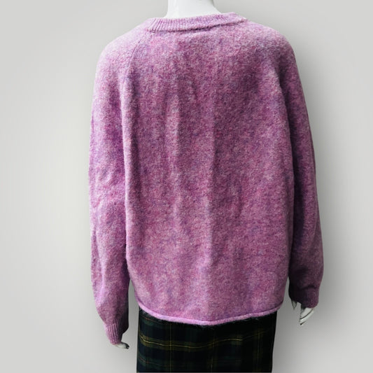 THING THING  / pink brushed wool mohair jumper / 12 / made in nz (3887558995643349299)