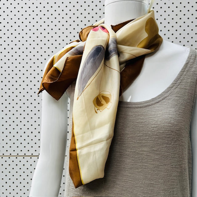 PCA / hand painted silk scarf with rolled edges (3888053374673869451)