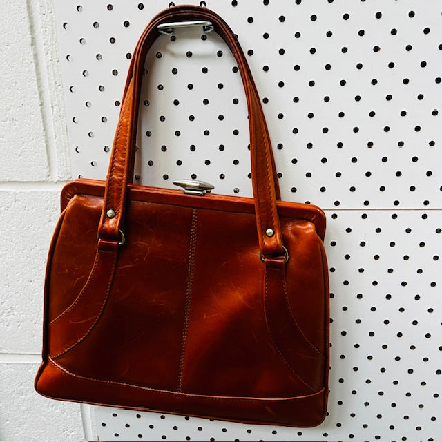 1960s vintage FLORIAN / leather handbag / made in nz (3888053495702083564)