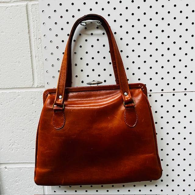 1960s vintage FLORIAN / leather handbag / made in nz (3888053497372521928)