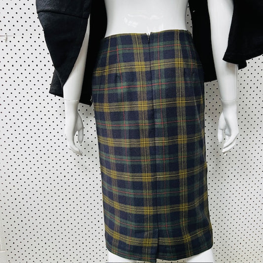 1980s nz vintage / 'blaise' plaid wool skirt / s (3888053540755624313)