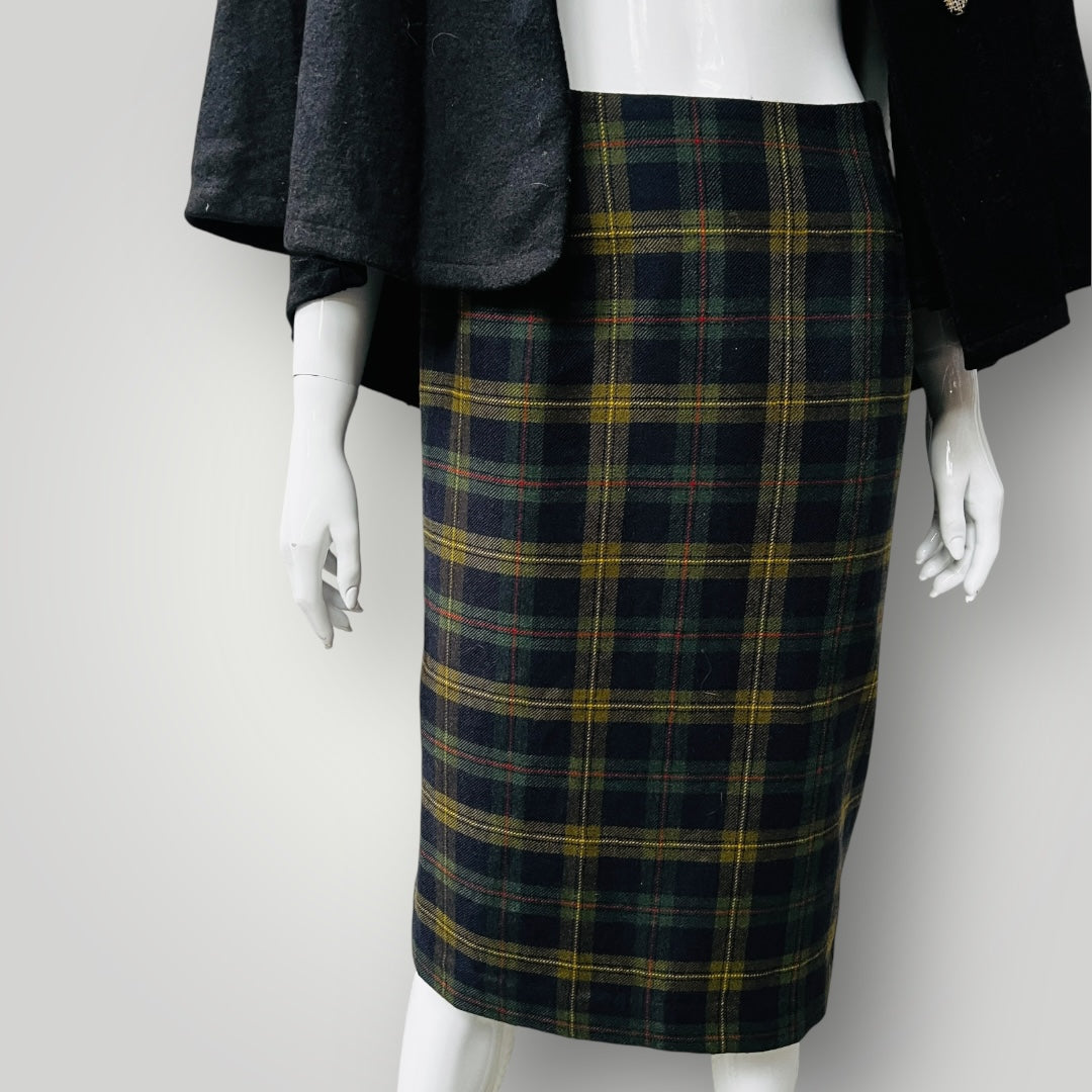 1980s nz vintage / 'blaise' plaid wool skirt / s (3888053806265896654)