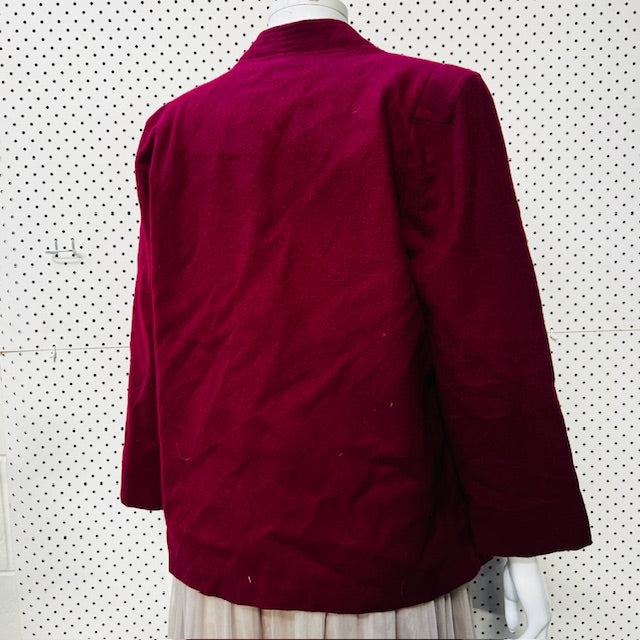 1970s nz vintage / GIGI / burgundy wool jacket / s (3888149104975667564)