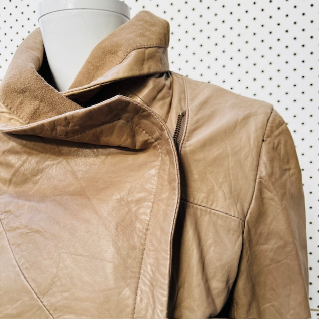 EMU / brown leather jacket / made in australia / S (3888149176016444411)
