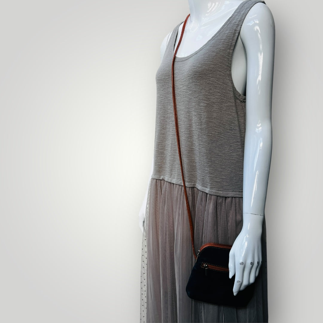 BORGONICCHIO / blue leather cross body bag / made in italy (3888149416262603493)