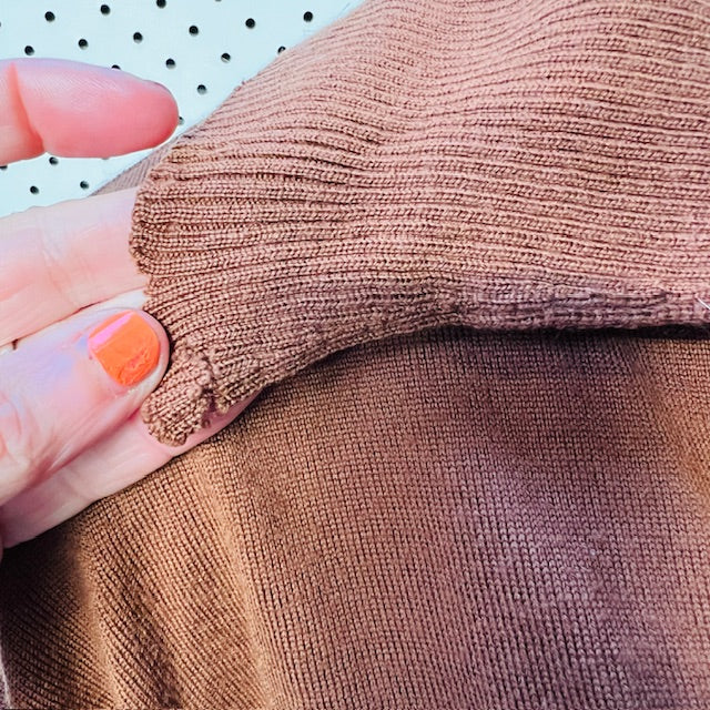 KATE SYVESTER / brown merino jumper with collar / L (3888681741032637438)