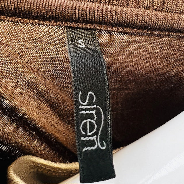 SIREN / brown v neck merino jumper / s/m (3888681753252113668)