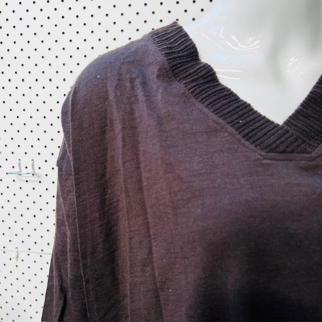 SIREN / brown v neck merino jumper / s/m (3888681759853547662)