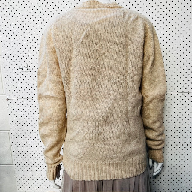 v - neck wool jumper / cream / s/m (3888681774212830362)