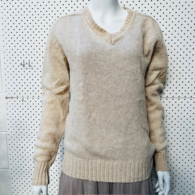 v - neck wool jumper / cream / s/m (3888681779750307359)