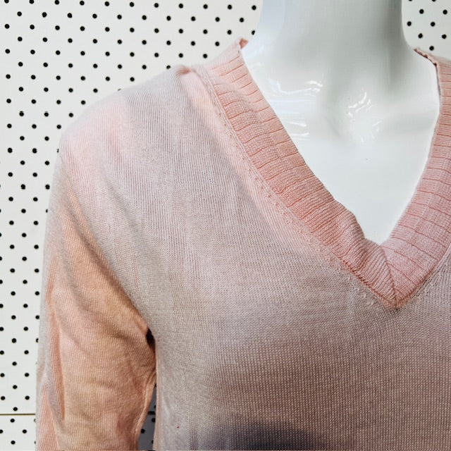 COUNTRY ROAD / v neck pink wool jumper / XS (3888681808832725678)