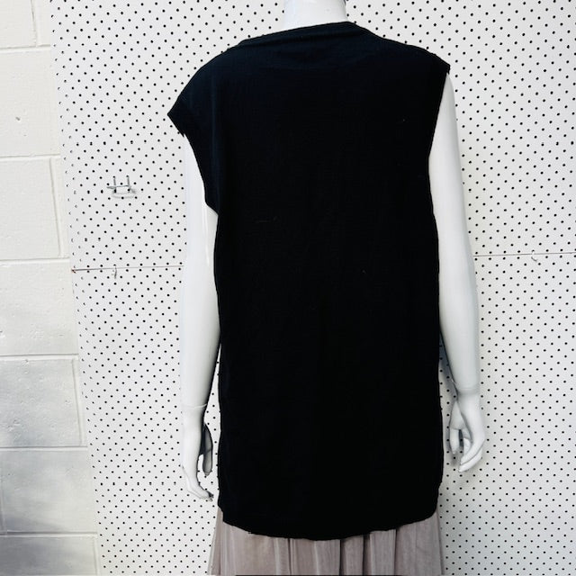 1990s vintage / wool / chequer club / button up v neck vest / L (3888681849775225756)