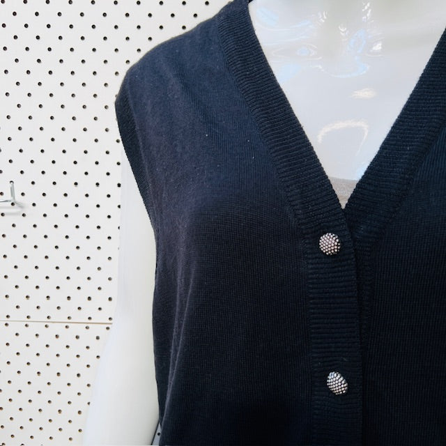 1990s vintage / wool / chequer club / button up v neck vest / L (3888681855391392661)