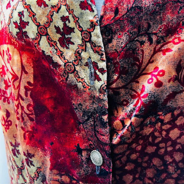 1980s vintage / silk + velvet waistcoat / m (3888681978883932272)