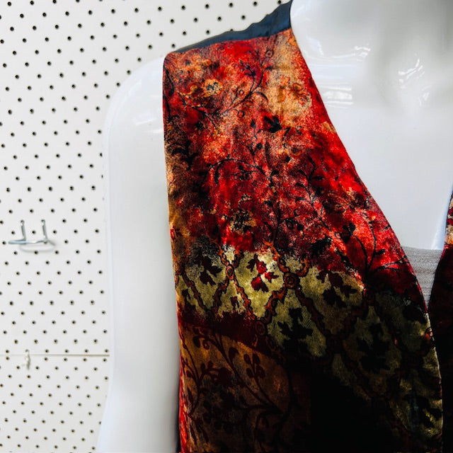 1980s vintage / silk + velvet waistcoat / m (3888681984351492745)