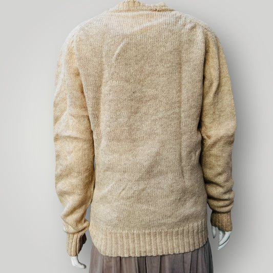 v - neck wool jumper / cream / s/m (3888682267479132923)
