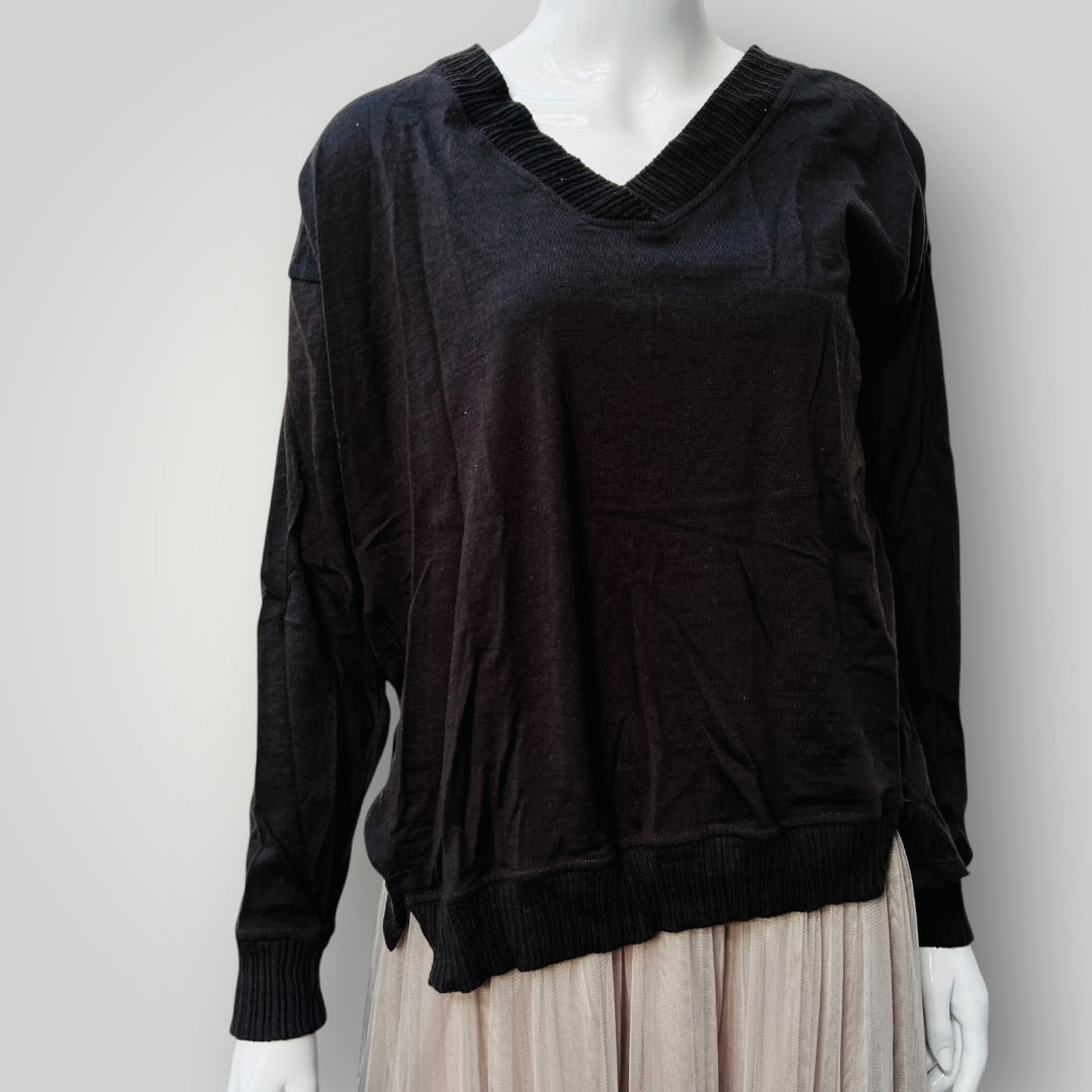 SIREN / brown v neck merino jumper / s/m (3888682275867699464)
