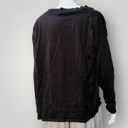 SIREN / brown v neck merino jumper / s/m (3888682277656681244)